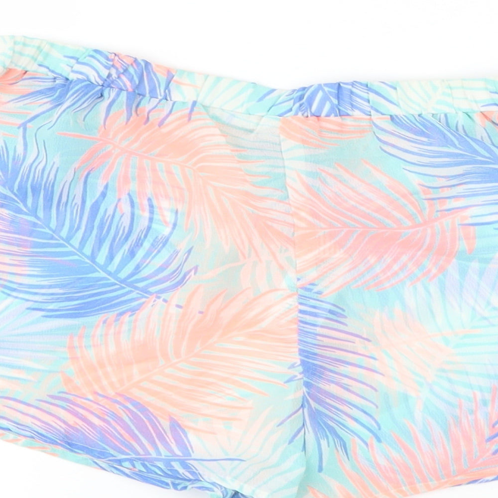 New Look Womens Blue Floral Hot Pants Shorts Size 12