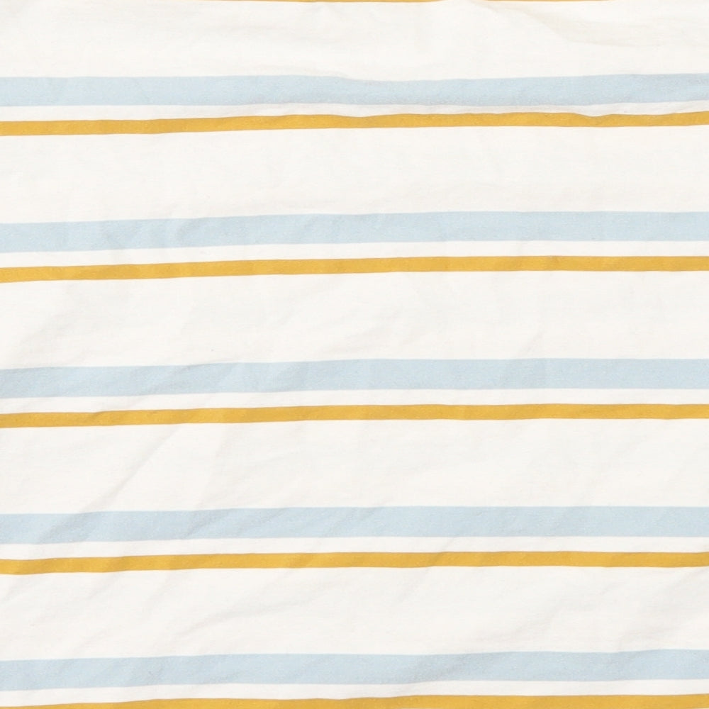 miss H Womens White Striped Basic T-Shirt Size S
