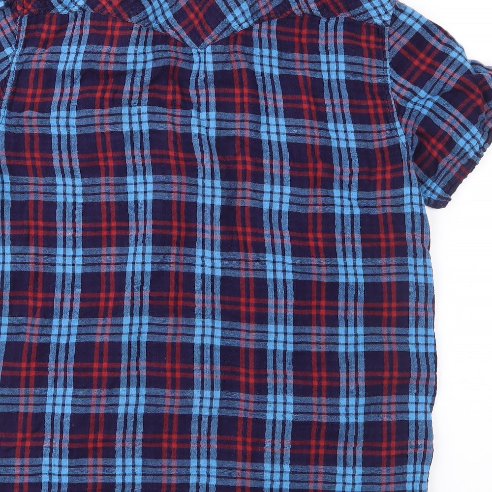 Pull&Bear Mens Blue Check Button-Up Size M