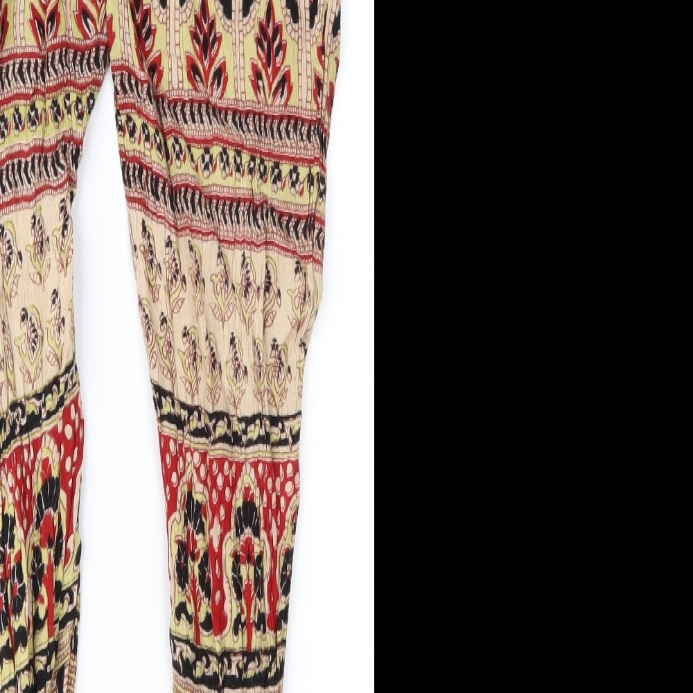 Angie Womens Brown Geometric Trousers Size S L28 in