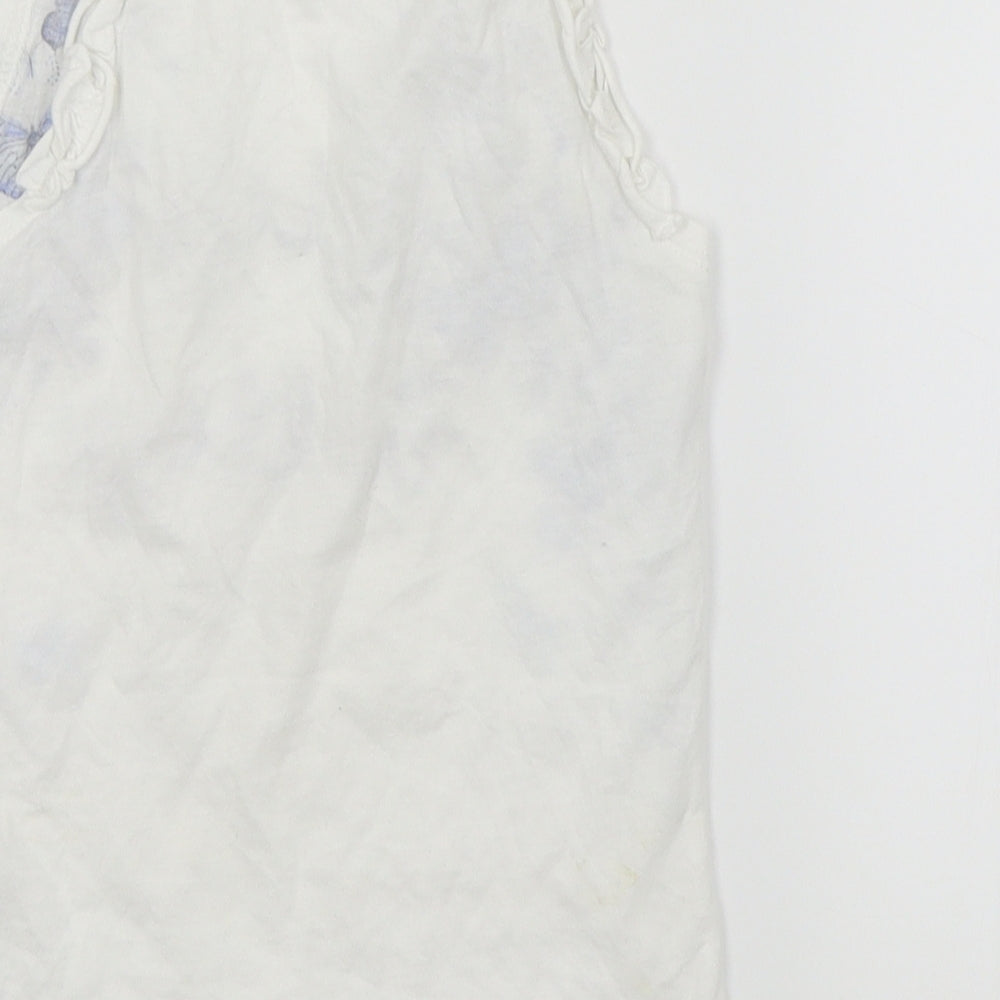 H&M Girls White Basic Tank Size 6-7 Years - Butterfly print