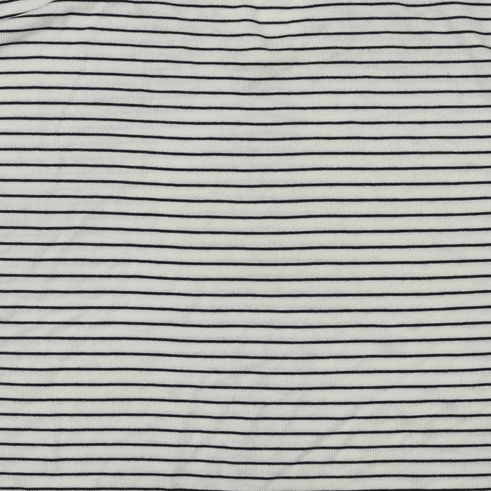 M&S Womens White Striped Basic T-Shirt Size S