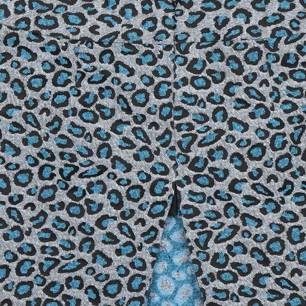 Topshop Womens Blue Animal Print Mini Skirt Size 8