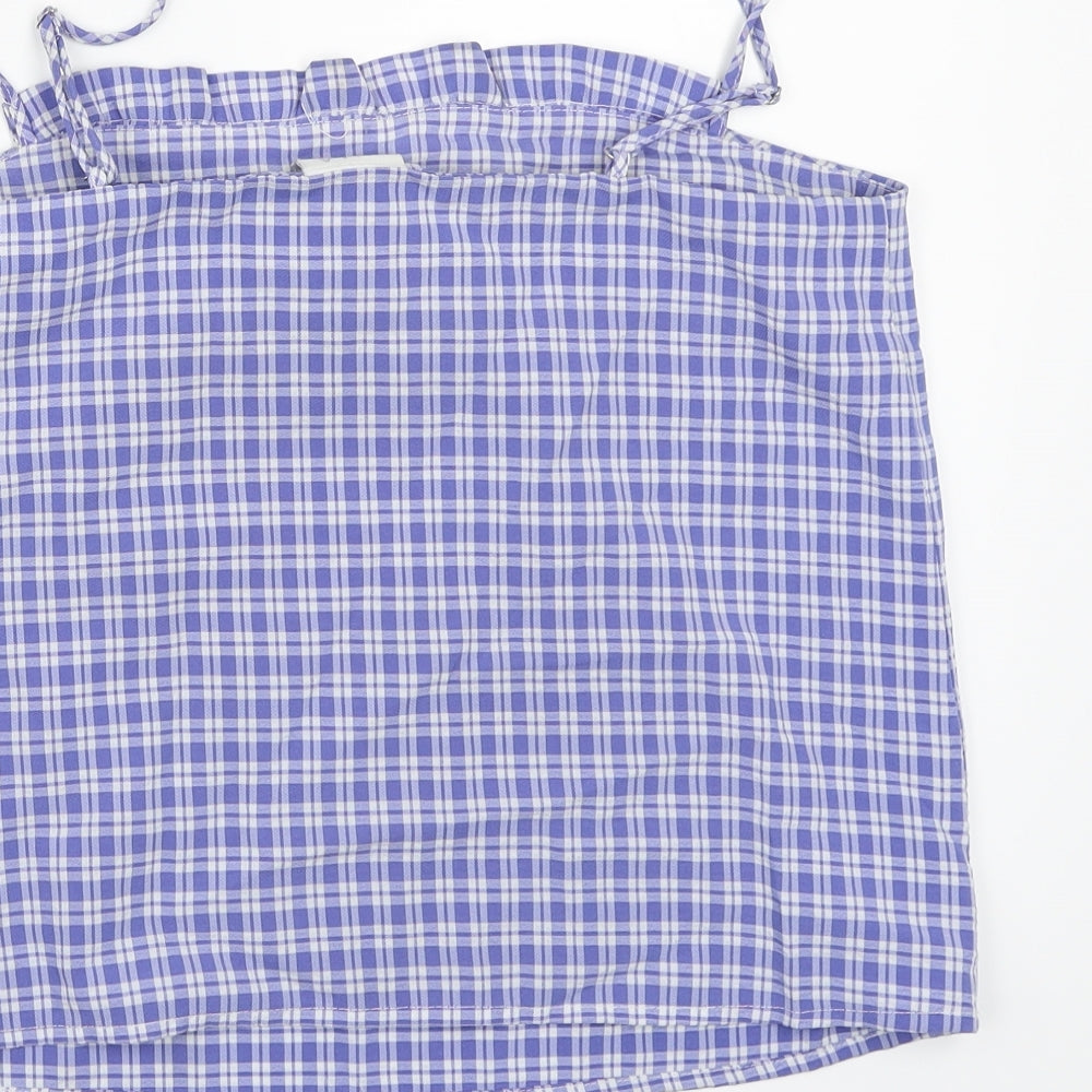 Vila Clothes Womens Blue Check Camisole Tank Size 10