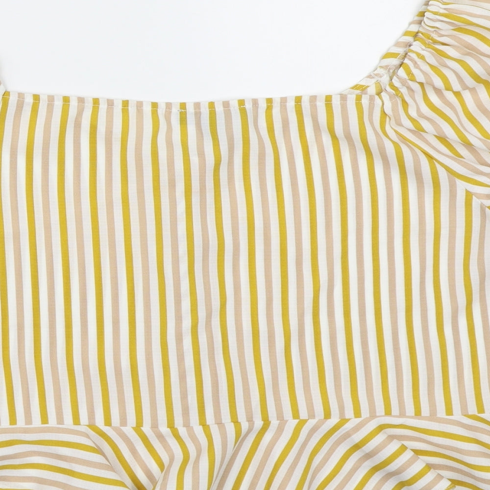 Primark Womens Yellow Striped Basic Blouse Size 20
