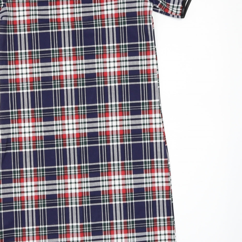 Blue Vanilla Womens Black Check T-Shirt Dress Size XS