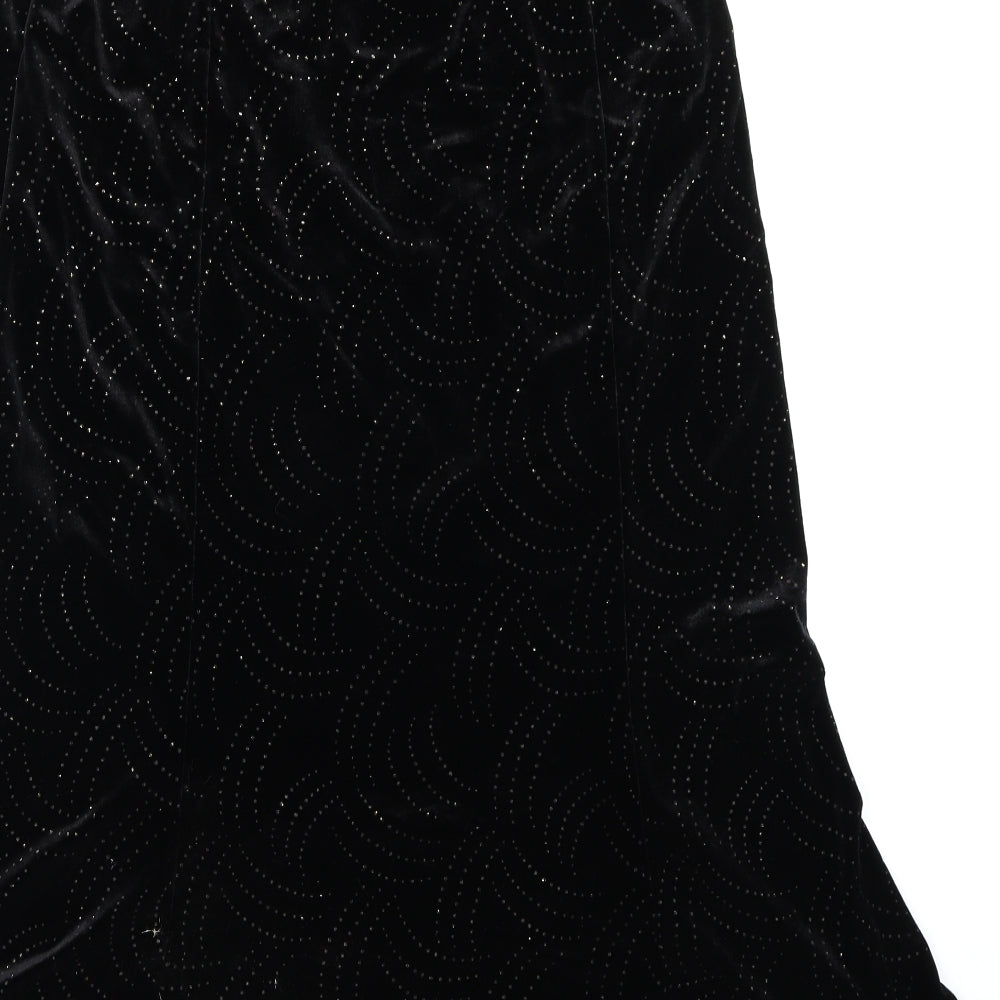 AMARANTO Womens Black Velour Swing Skirt Size 16