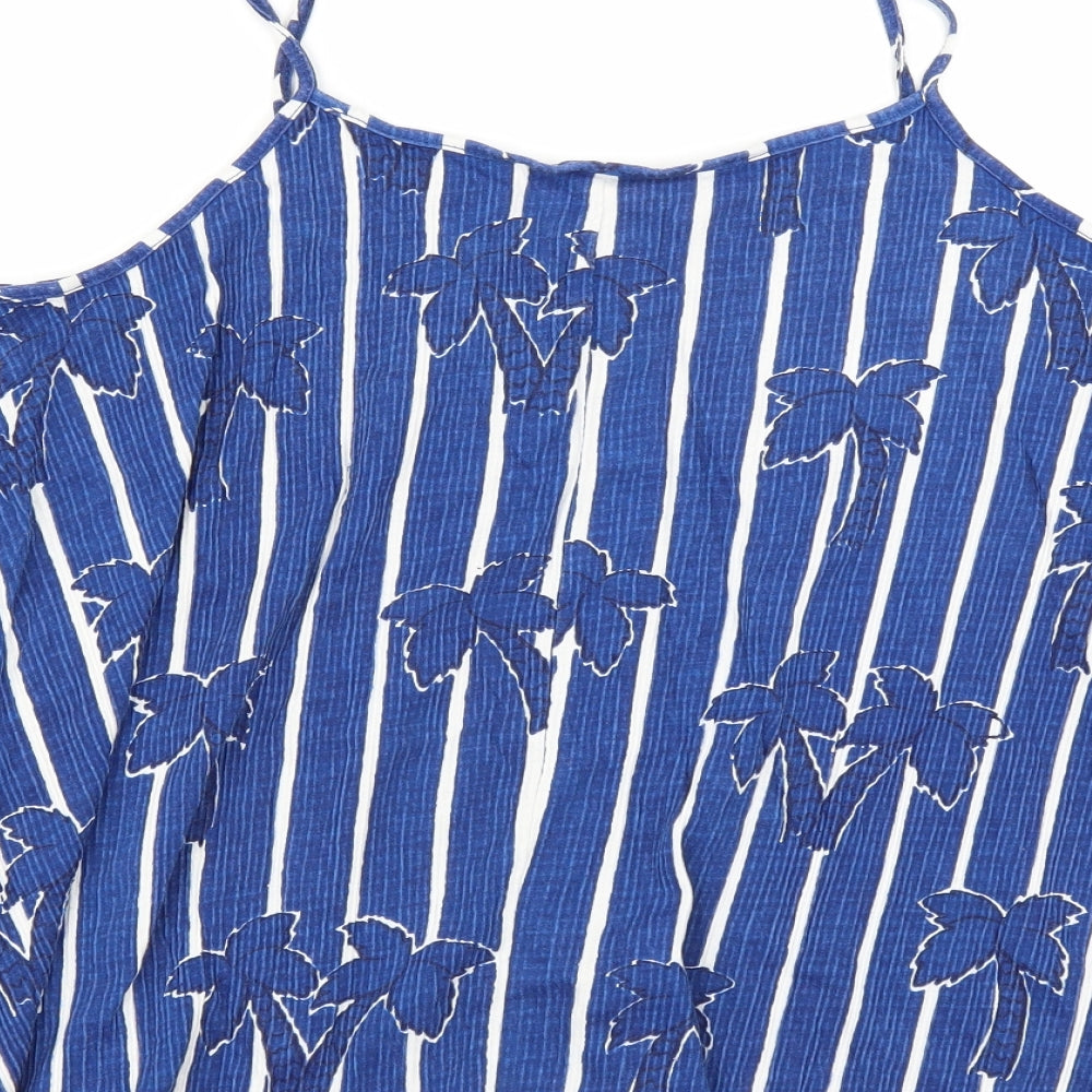 Zara Girls Blue Striped Camisole T-Shirt Size 13-14 Years - Palm Tree