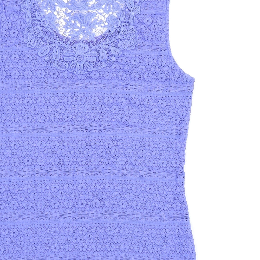 M&S Womens Blue Floral Basic Blouse Size 8