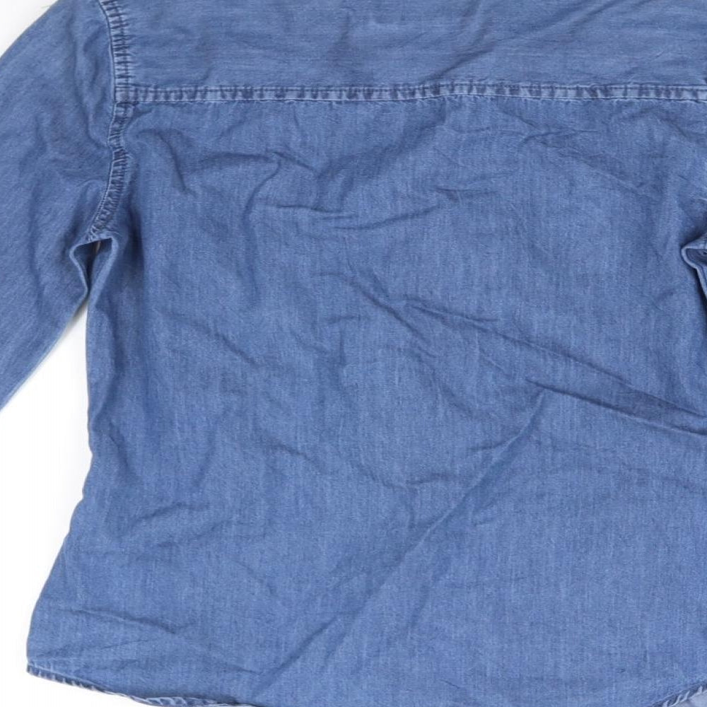 deniem & co Womens Blue Basic Button-Up Size 6