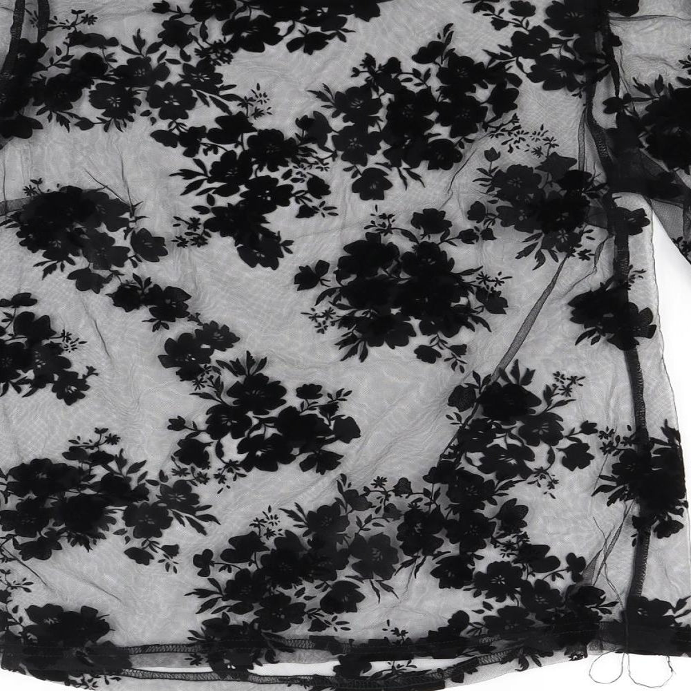 QED Womens Black Floral Basic Blouse Size 12