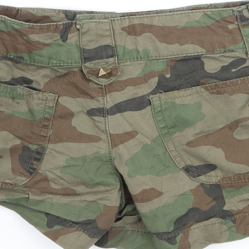 Young Dimension Girls Green Camouflage Paperbag Shorts Size 7-8 Years