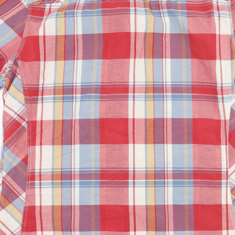 NEXT Mens Red Plaid Button-Up Size L