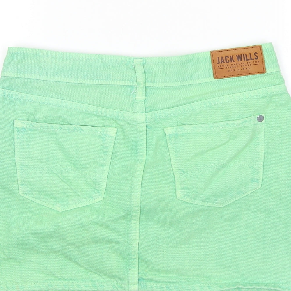 Jack Wills Womens Green Denim Mini Skirt Size 6