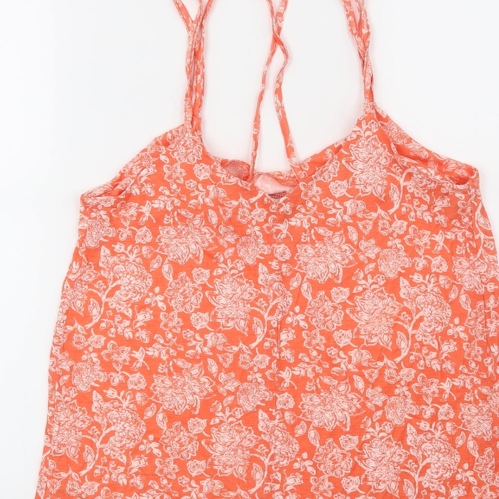 TU Womens Orange Floral Basic Blouse Size 10