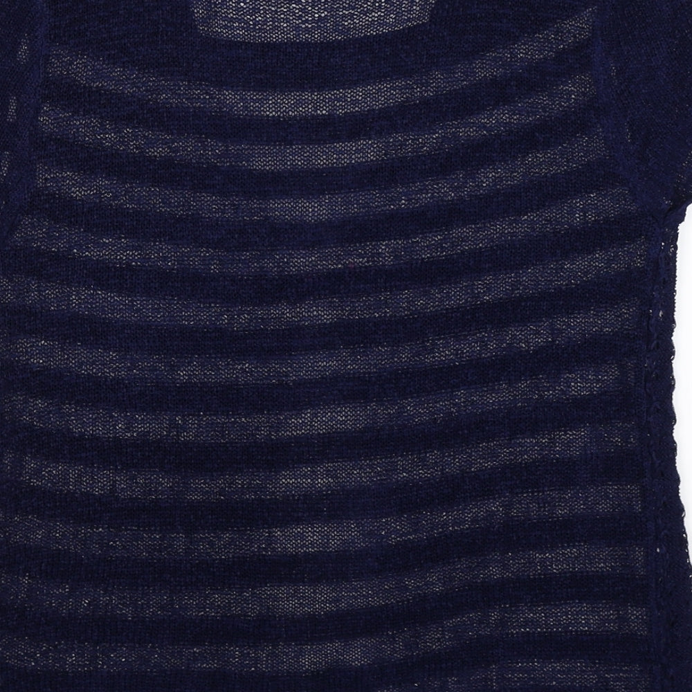 Just Elegance Womens Blue Striped Knit Pullover Jumper Size M