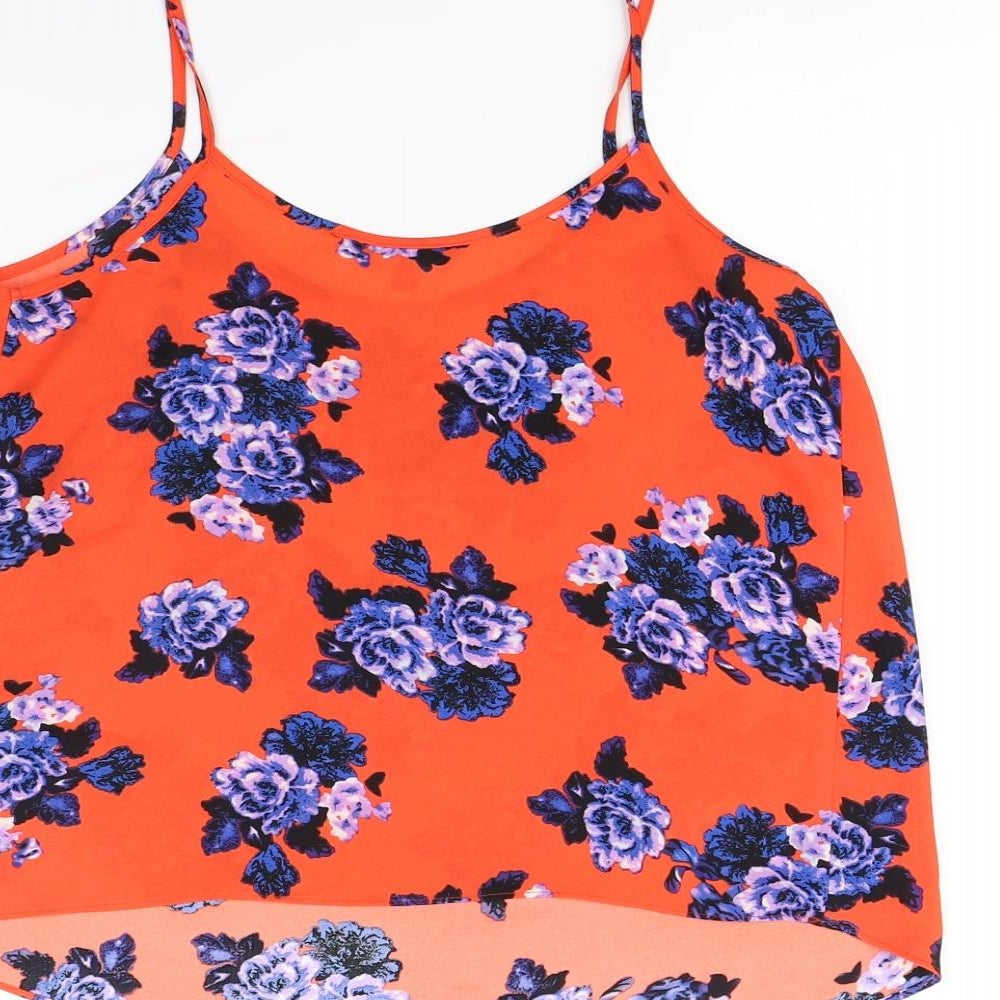 Papaya Womens Orange Floral Basic Tank Size 10