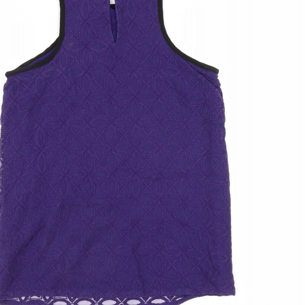 NEXT Womens Purple Basic Blouse Size 8 - lace detail