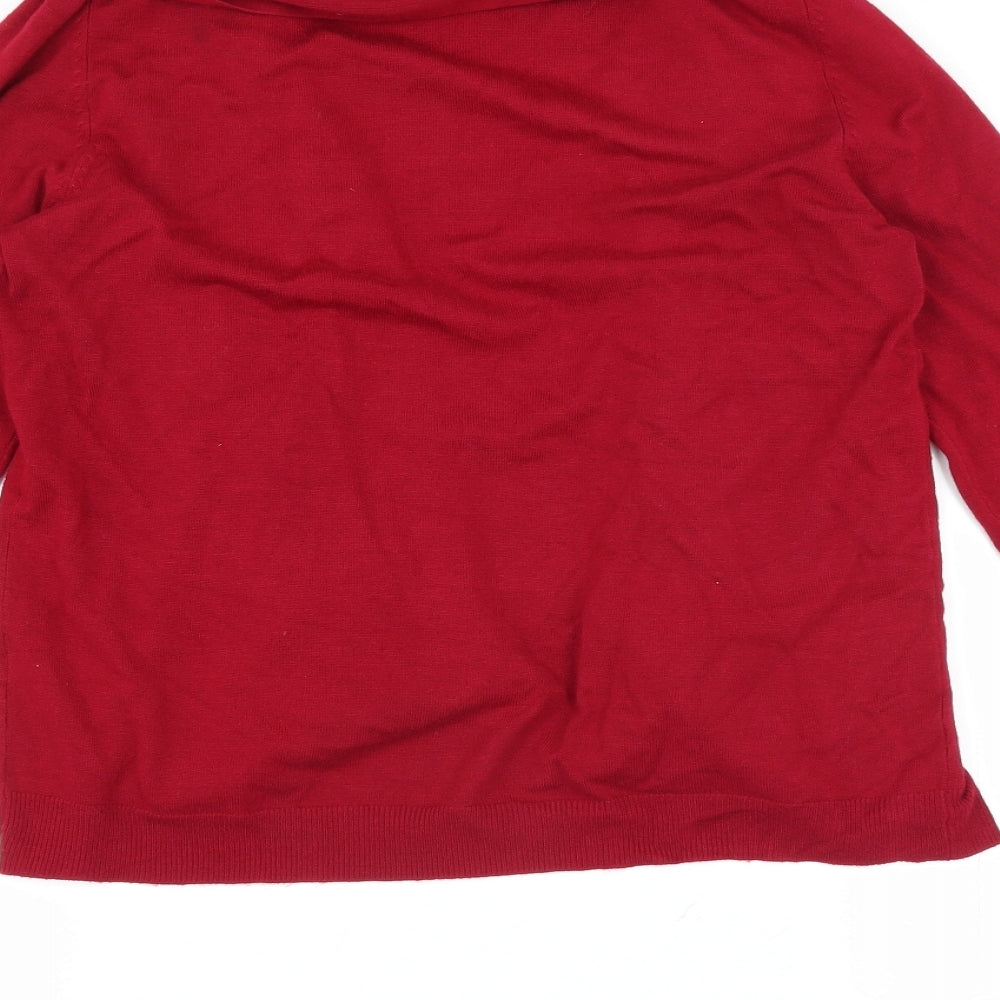 M&Co Womens Red Cardigan Jumper Size M