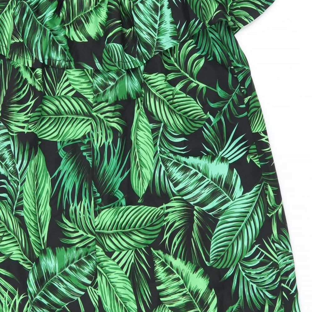 Primark Womens Black Floral Shift Size XS - leaf pattern