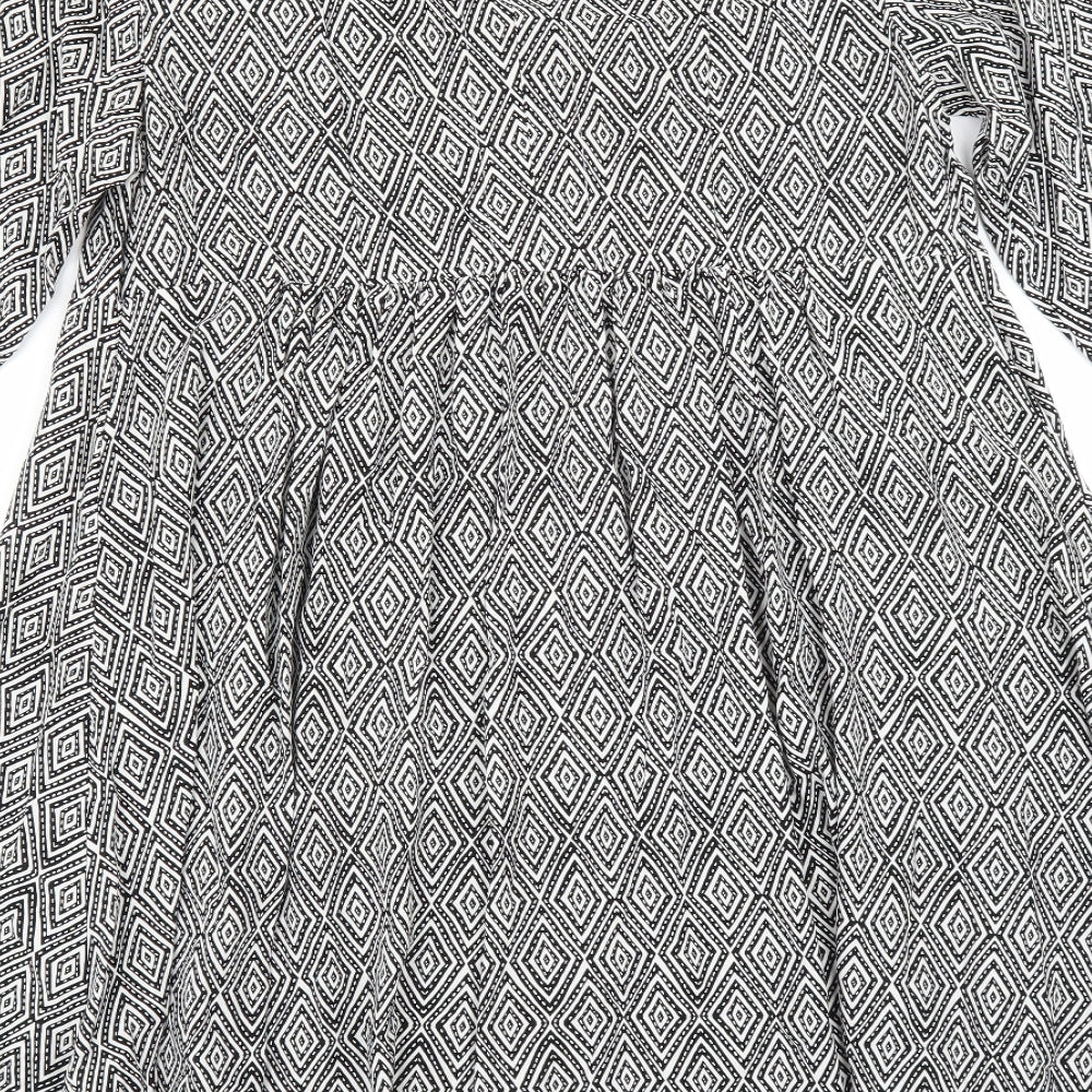 H&M Womens Grey Geometric Fit & Flare Size 14