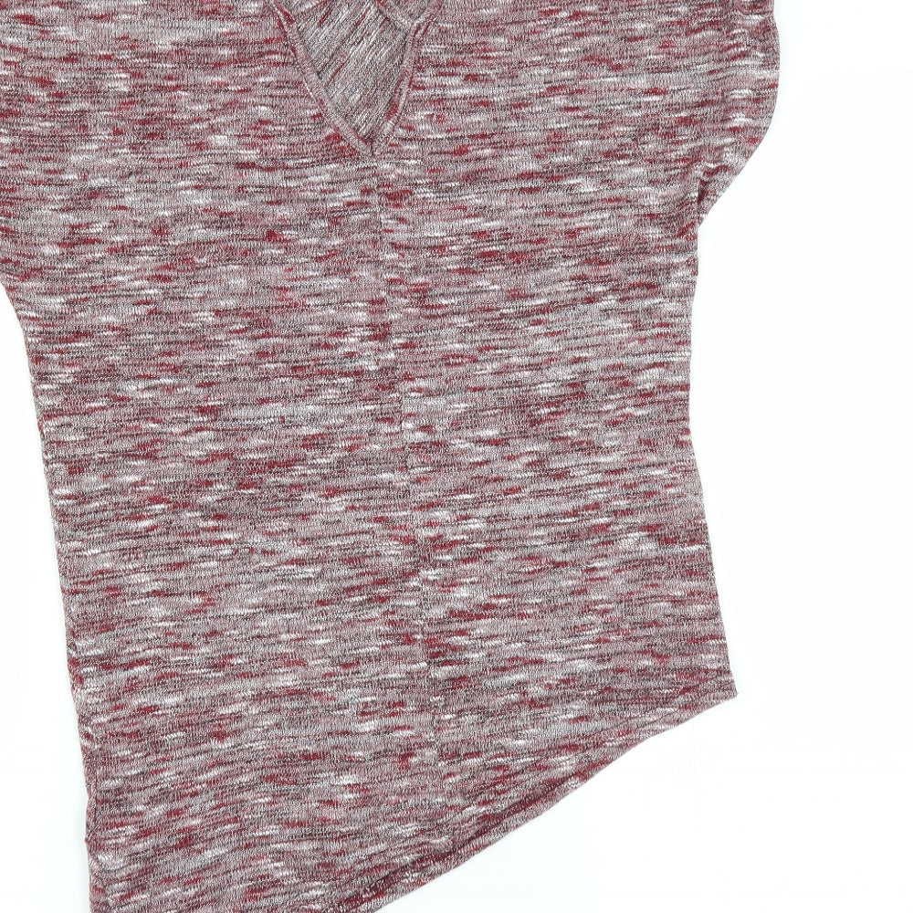 Miss Selfridge Womens Red Pullover Jumper Size S - Asymmetric Hem shoulder lace detail