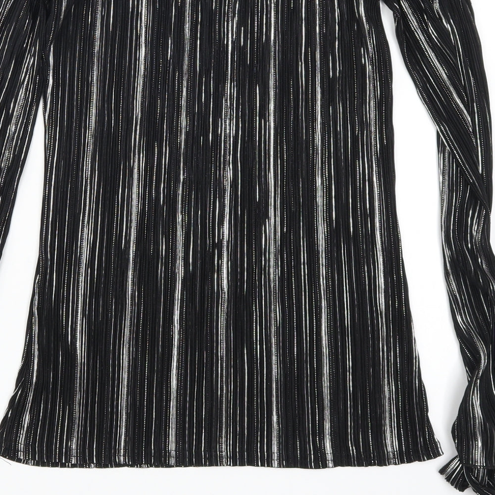 Leisure Womens Silver Striped Basic T-Shirt Size 8