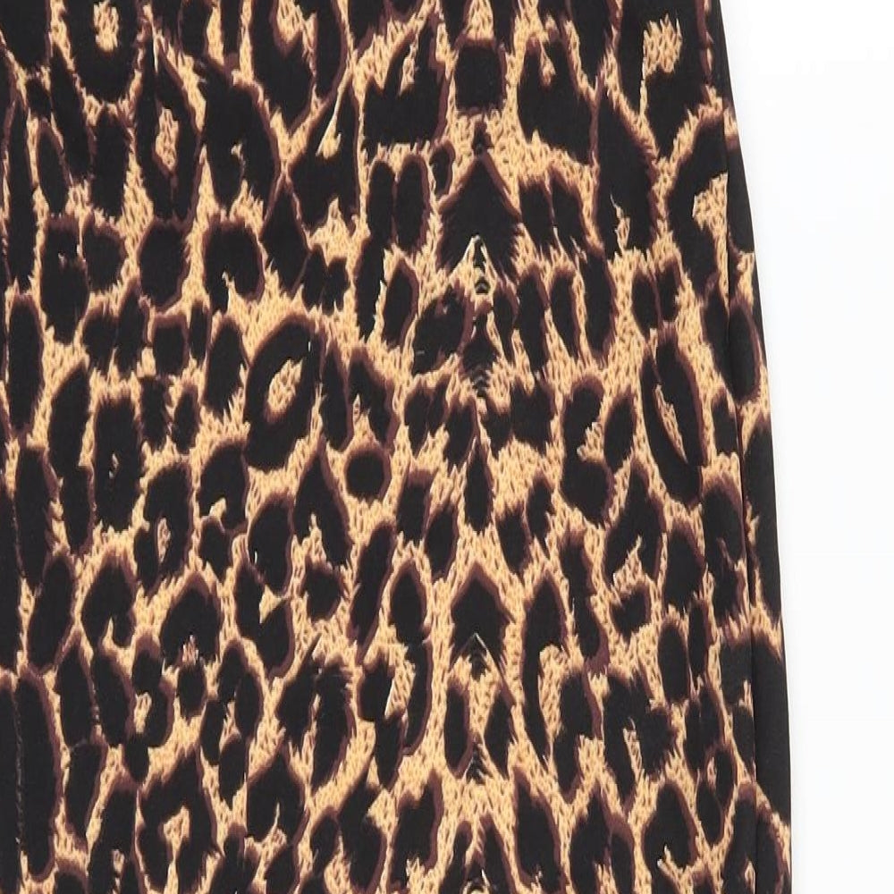 PRETTYLITTLETHING Womens Brown Animal Print Maxi Size 4 - STRAPLESS