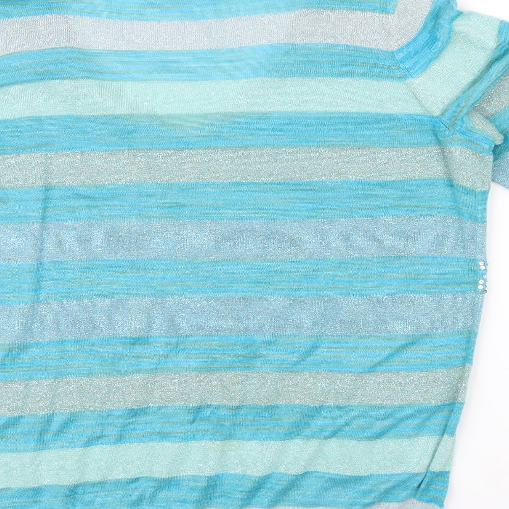 PLANET Womens Blue Striped Pullover Jumper Size M