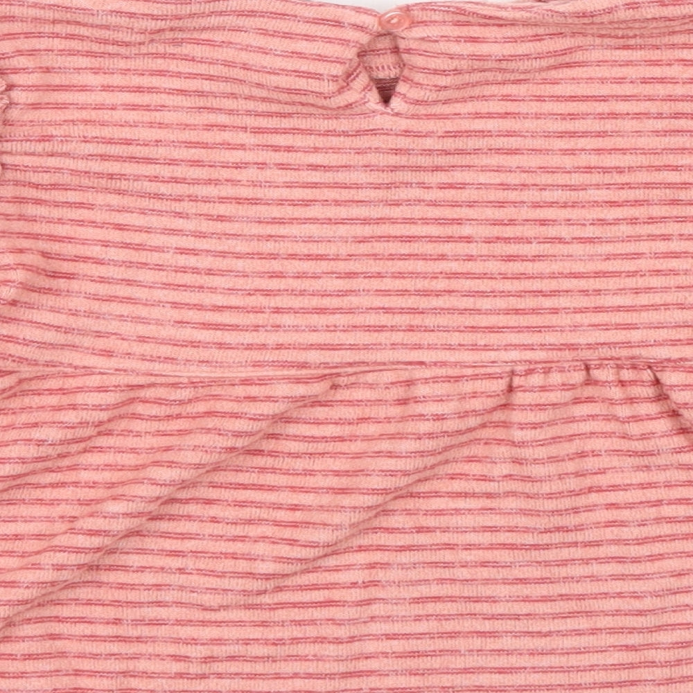 NEXT Girls Pink Striped Pullover Jumper Size 5-6 Years - Ruffle detail