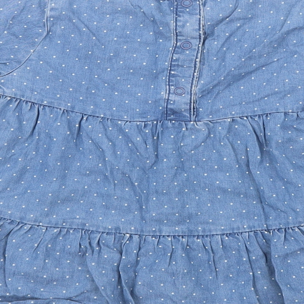 F&F Girls Blue Polka Dot Shirt Dress Size 18-24 Months