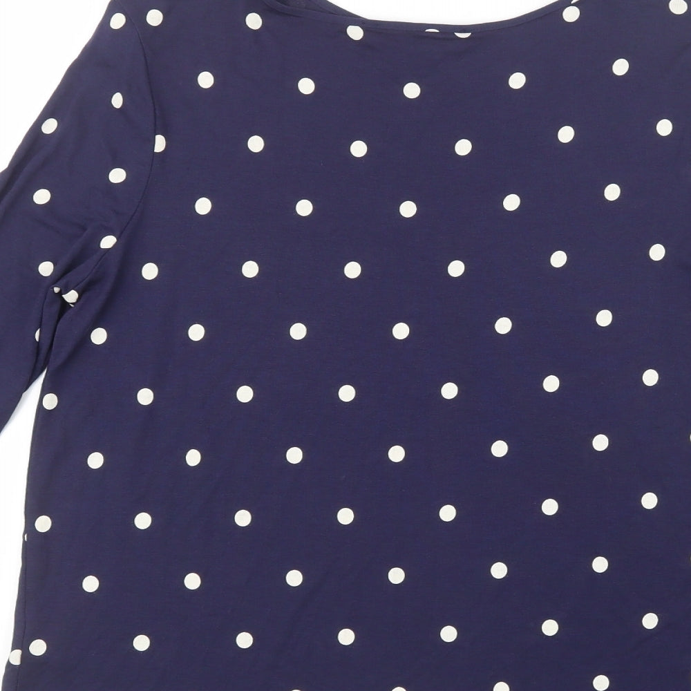Atmosphere Womens Blue Polka Dot Basic T-Shirt Size 12