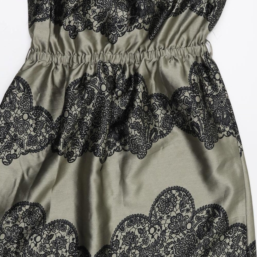 Topshop Womens Grey Fair Isle Fit & Flare Size 8