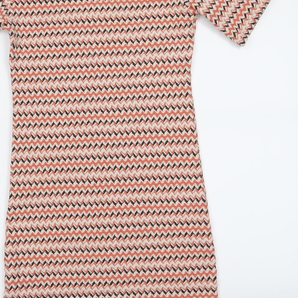 Topshop Womens Multicoloured Striped T-Shirt Dress Size 10