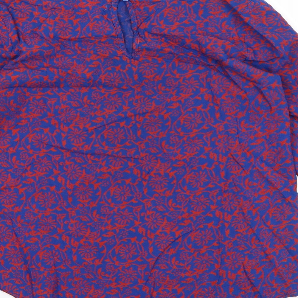 Papaya Womens Blue Floral Basic Blouse Size 8