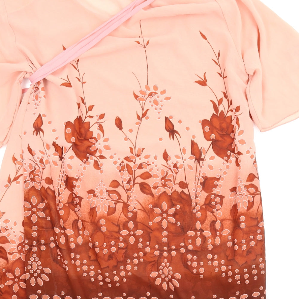 ZYL Womens Pink Floral Basic Blouse Size 2XL