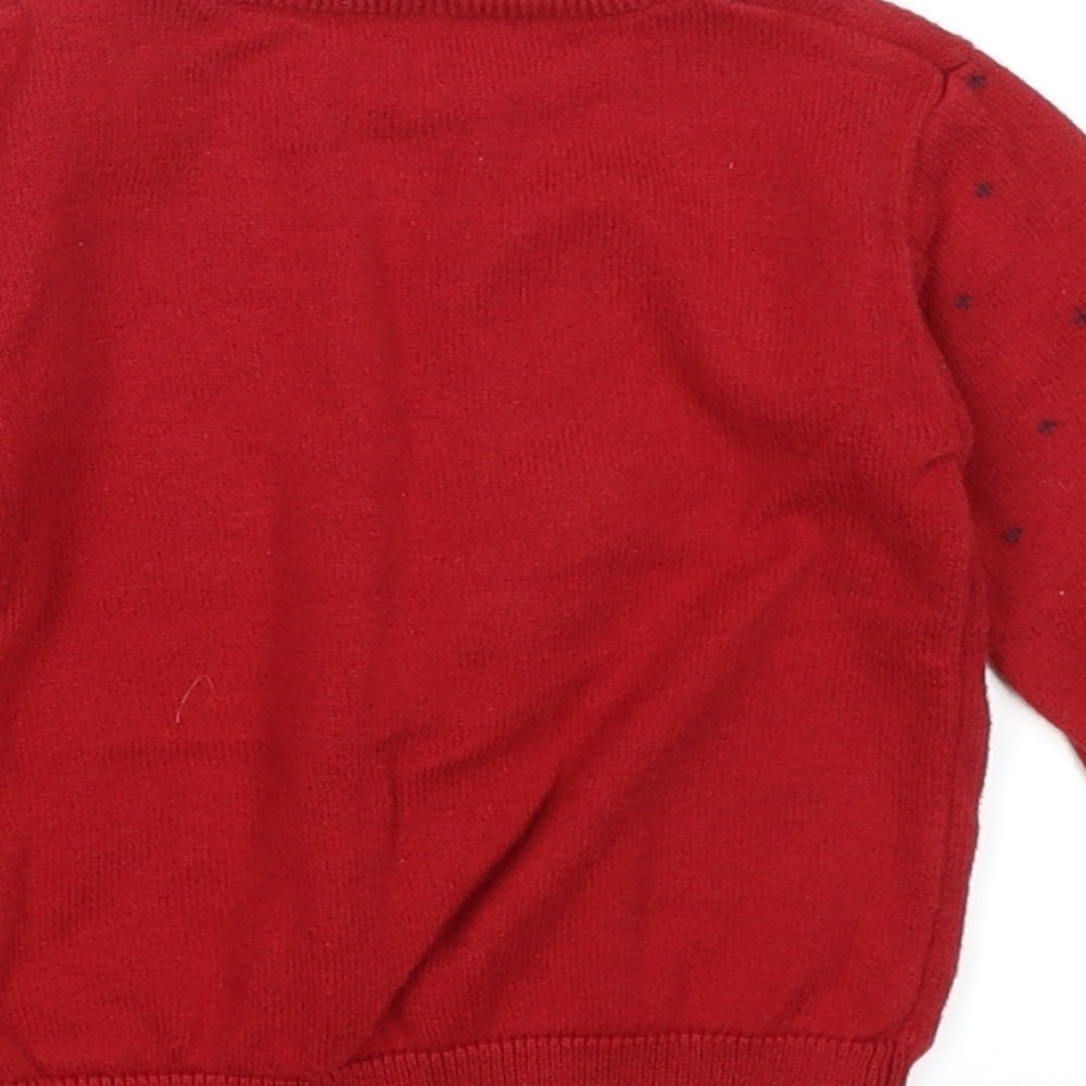 George Baby Red Polka Dot Pullover Jumper Size 3-6 Months - Christmas Reindeer