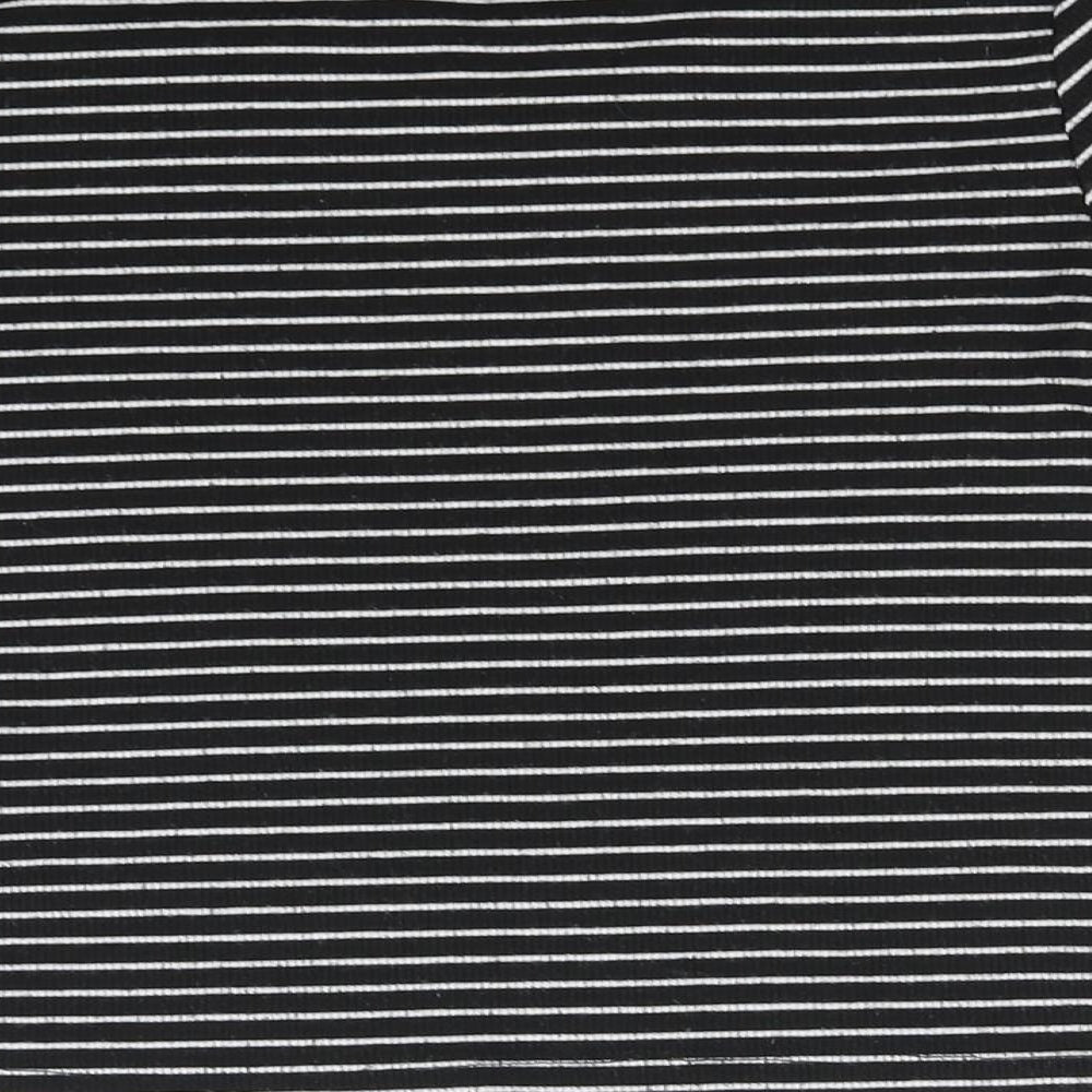 YD Girls Black Striped Basic T-Shirt Size 9-10 Years