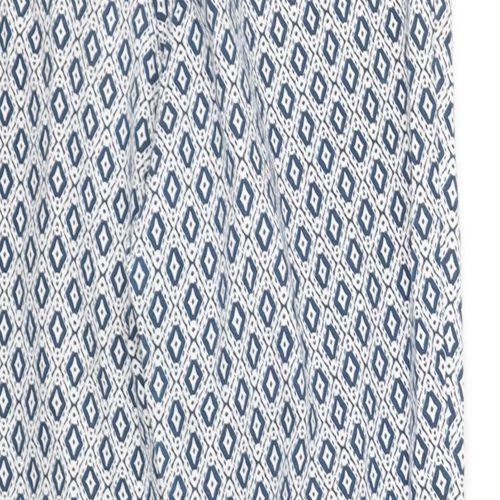 H&M Womens White Geometric Trousers Size 14 L27 in