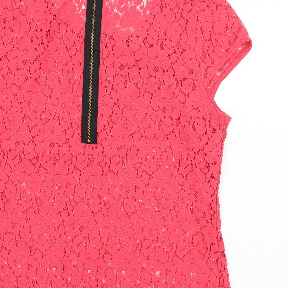 George Womens Pink Lace Basic T-Shirt Size 12