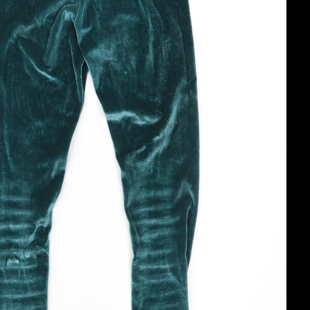 NEXT Girls Green Velour Jegging Trousers Size 9 Years