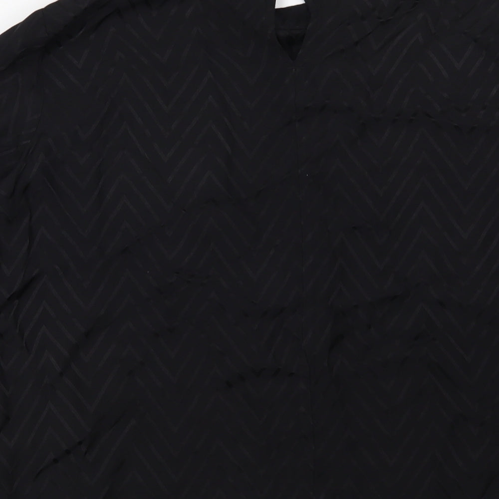 Preworn Womens Black Geometric Basic Blouse Size 14