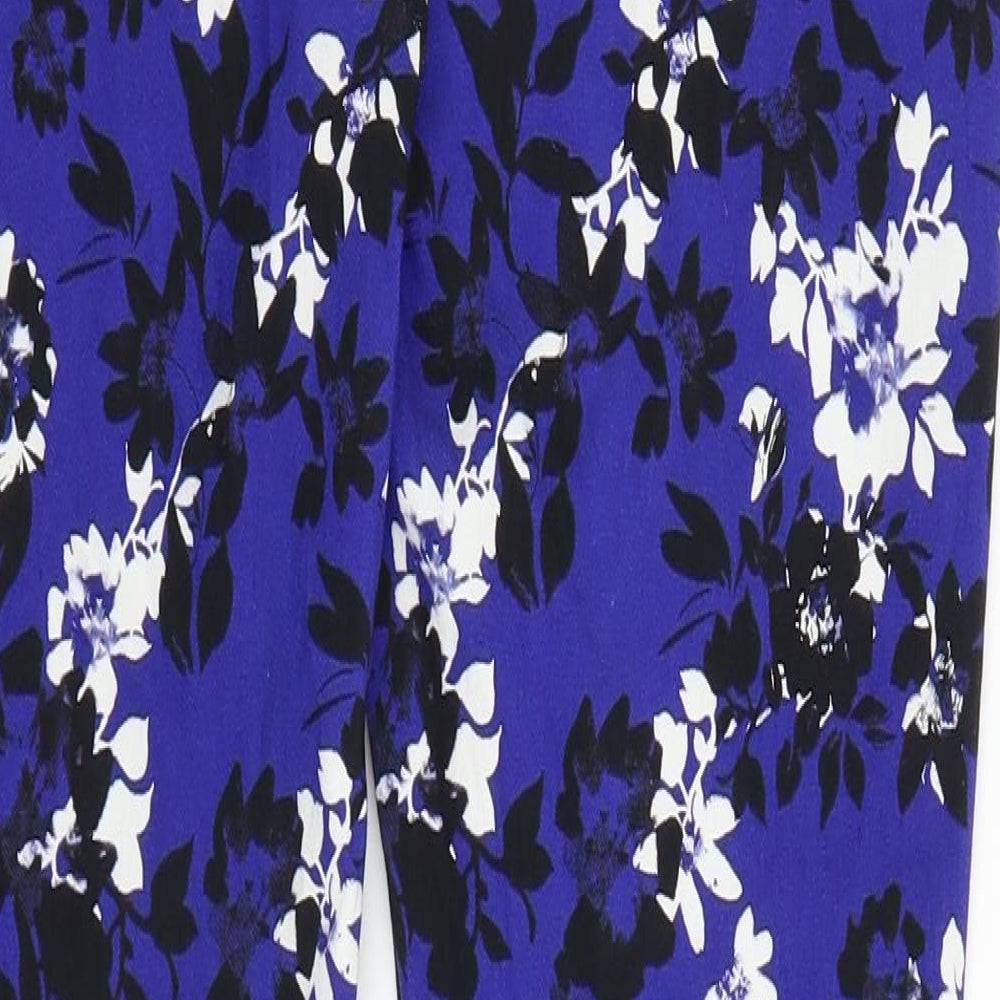 George Womens Blue Floral Trousers Size 8 L28 in