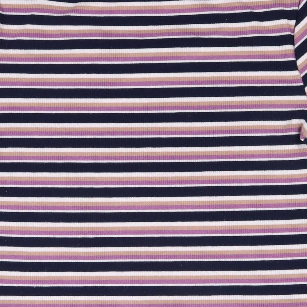H&M Womens Blue Striped Knit Pullover Jumper Size L