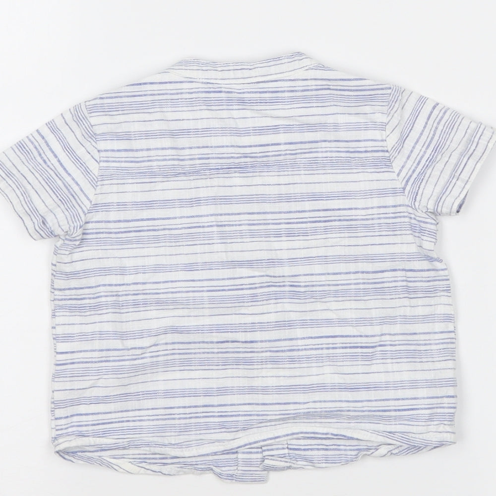 F&F Boys White Striped Basic Button-Up Size 6-9 Months