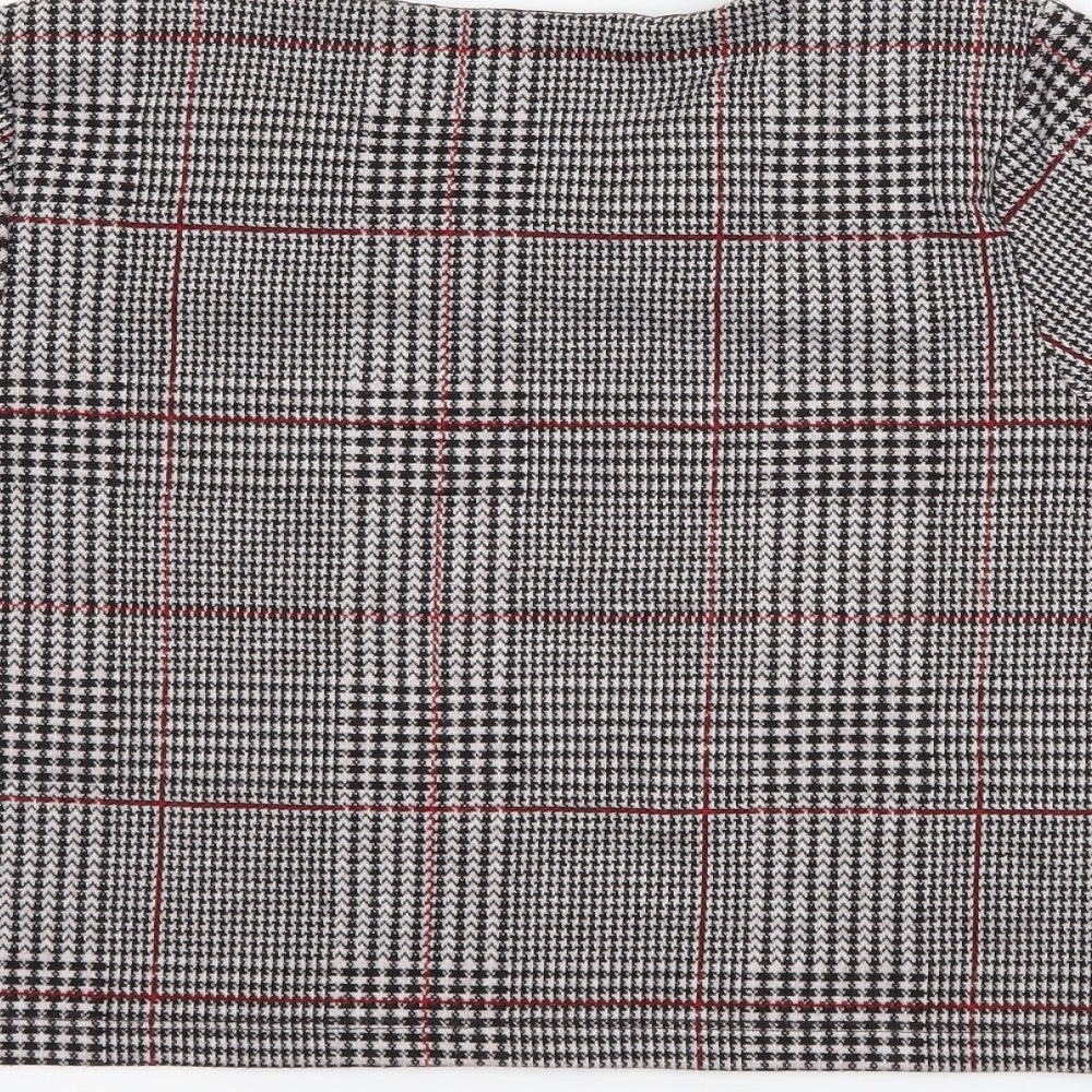 Topshop Womens Grey Houndstooth Cropped T-Shirt Size 10