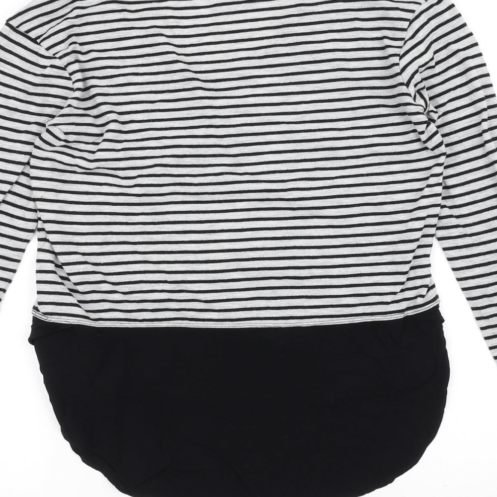 Zara Womens Black Striped Basic T-Shirt Size S