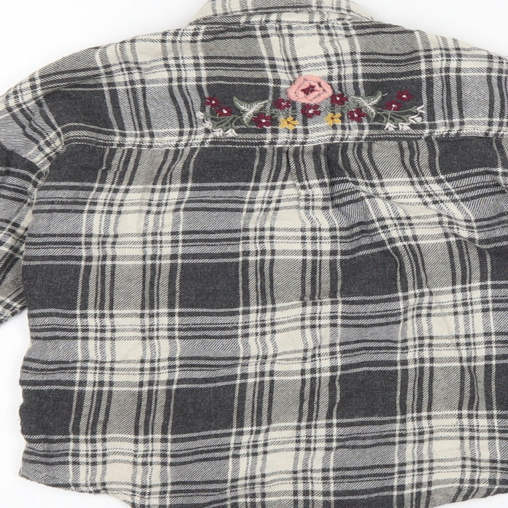 Matalan Girls Grey Check Basic Button-Up Size 6 Years - flowers