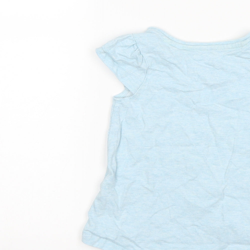 TU Girls Blue Floral Basic T-Shirt Size 9-12 Months - love heart