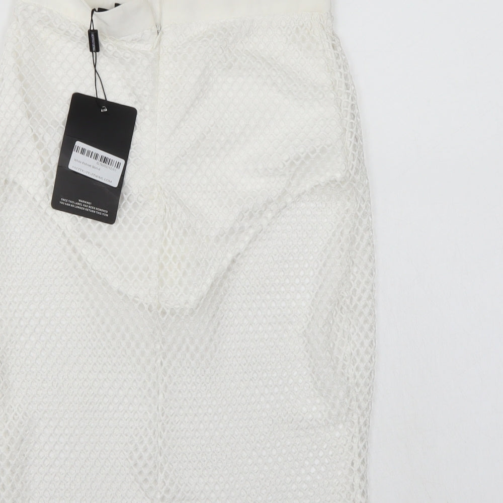 Pretty little thing Womens White A-Line Skirt Size 6 - Fishnet